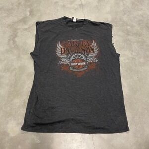 Vintage y2k 90s Harley davidson spellout biker motorcycle cut off shirt